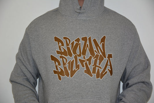 Brown Brutha TB Street Grey Heavy Hoodie- Brown