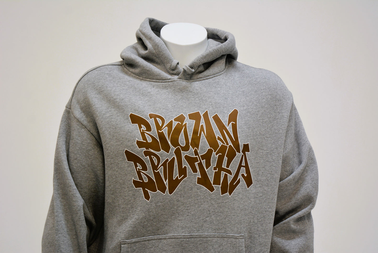 Brown Brutha TB Street Grey Heavy Hoodie- Brown