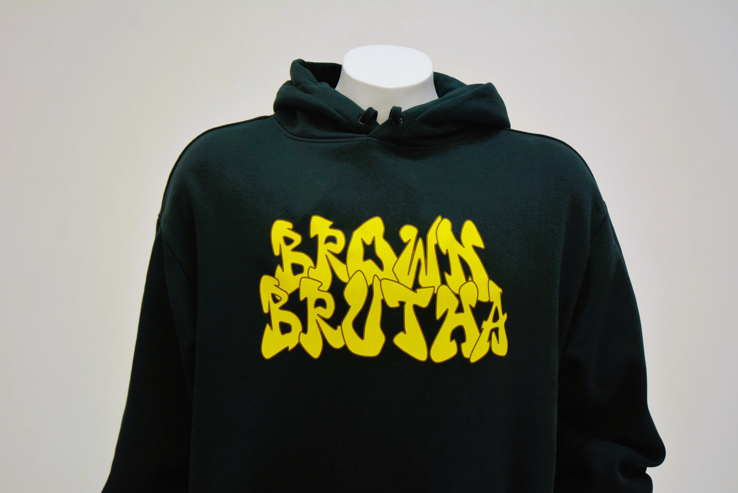 Brown Brutha UTMB Dark Green Heavy Hoodie- Yellow